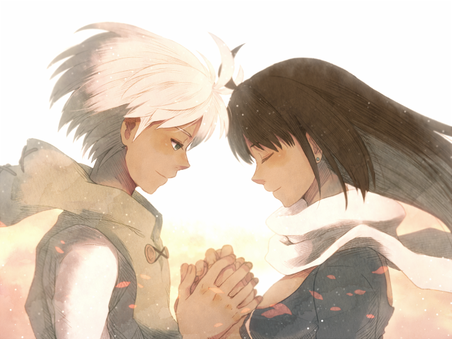 1boy, 1girl, brown_hair, chaos_(xenosaga), dark_skin, kutta, mary_magdalene, scarf, white_hair, xenosaga, xenosaga_episode_iii