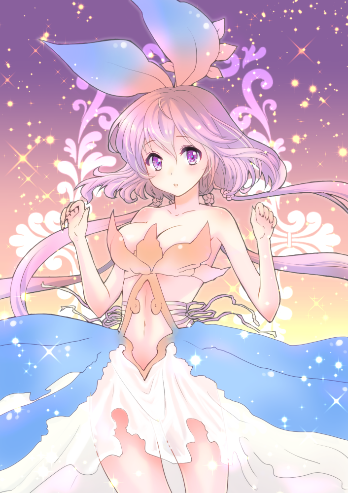 1girl, :o, breasts, cleavage, cowboy_shot, granblue_fantasy, long_hair, looking_at_viewer