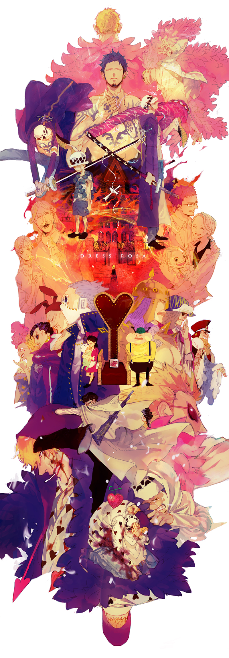 baby_5, beard, black_hair, blonde_hair, buffalo_(one_piece), cigarette, dellinger_(one_piece), diamante