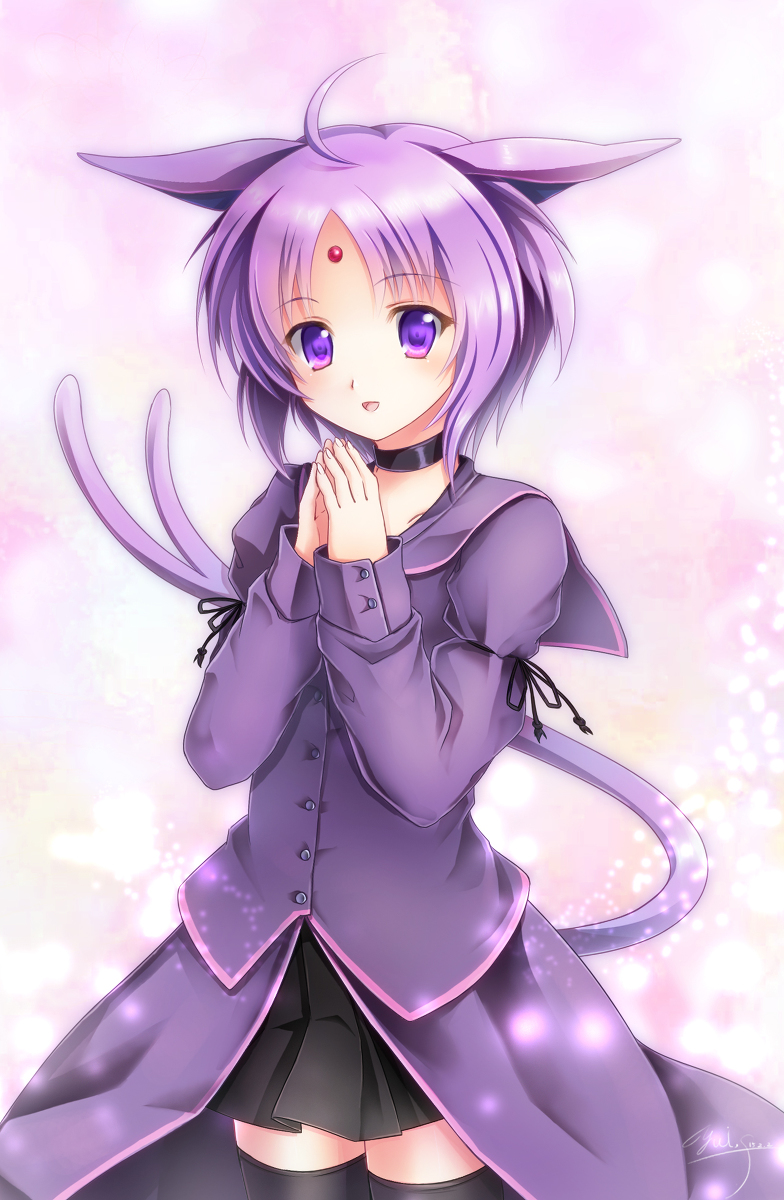 1girl, ahoge, animal_ears, black_legwear, espeon, facial_mark, forehead_mark, highres