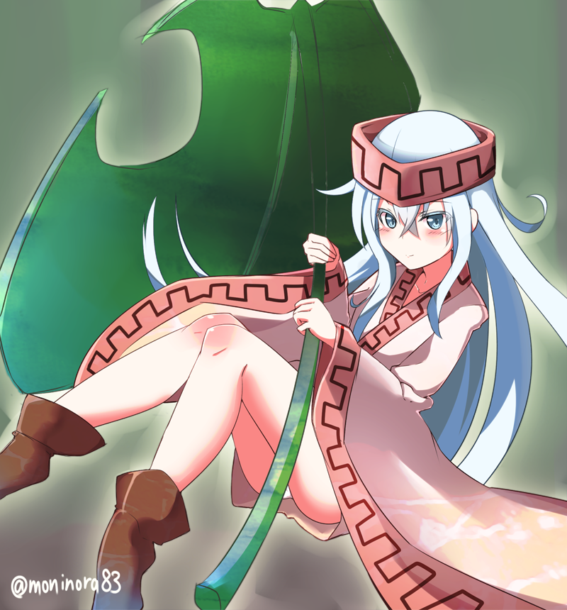 1girl, alternate_costume, blush, boots, grey_eyes, headband, hibiki_(kantai_collection), kantai_collection