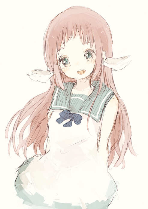 1girl, black_hair, blue_eyes, brown_hair, long_hair, mukaido_manaka, nagi_no_asukara, sailor_dress