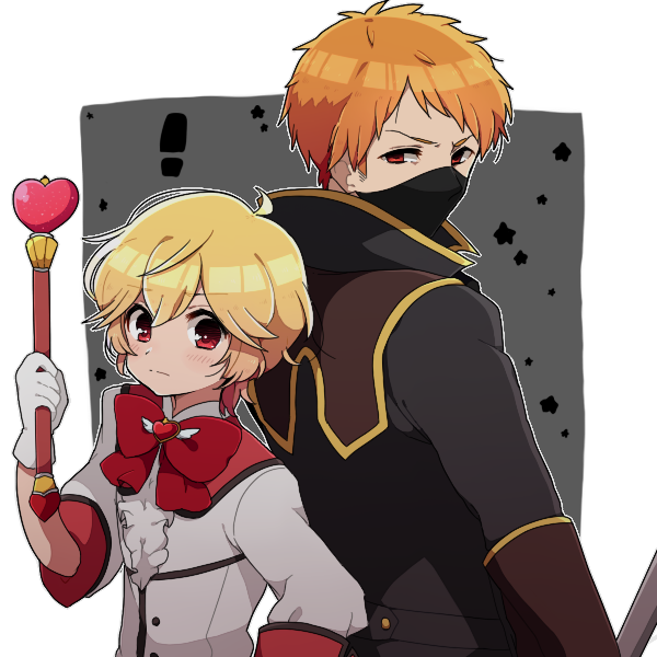 !, 2boys, binan_koukou_chikyuu_bouei-bu_love!, blonde_hair, blush, brothers, gloves, hakone_goura