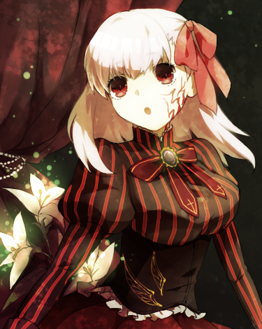 1girl, alternate_costume, breasts, dark_sakura, dress, fate/stay_night, fate_(series), hair_ribbon