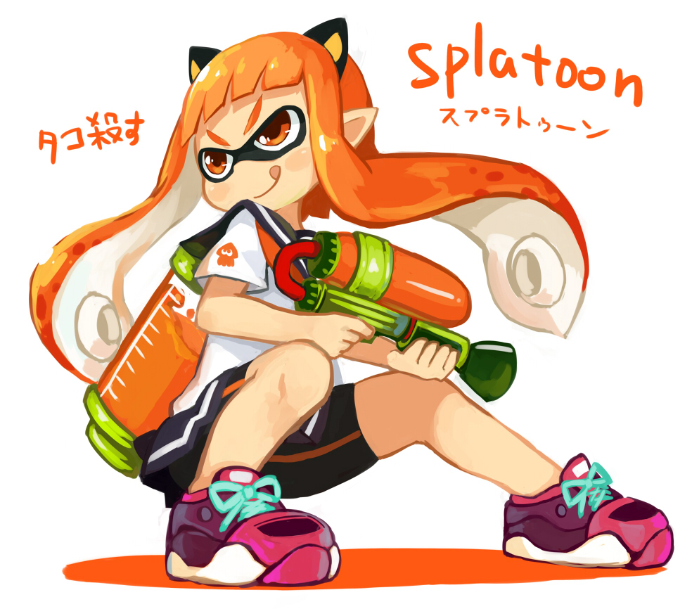 1girl, :q, animal_ears, animal_humanoid, anthro, bike_shorts, cephalopod, cephalopod_humanoid