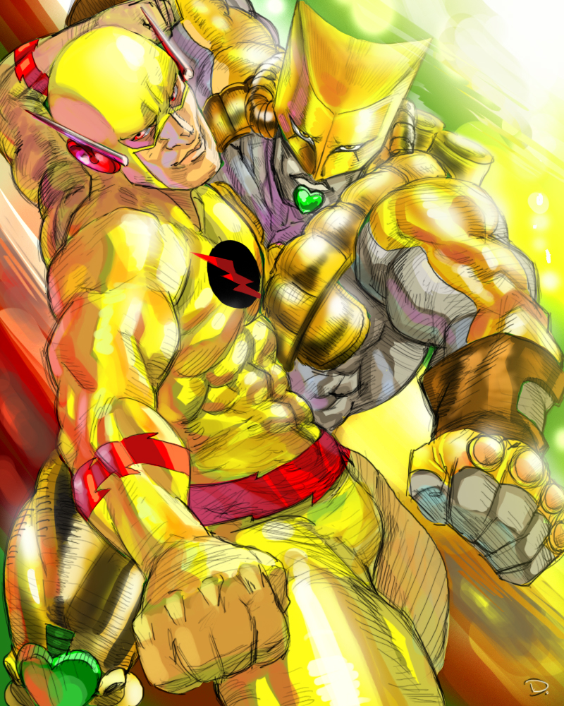 1boy, abs, artist_name, costume, crossover, d._(4chan), dc_comics, eobard_thawne