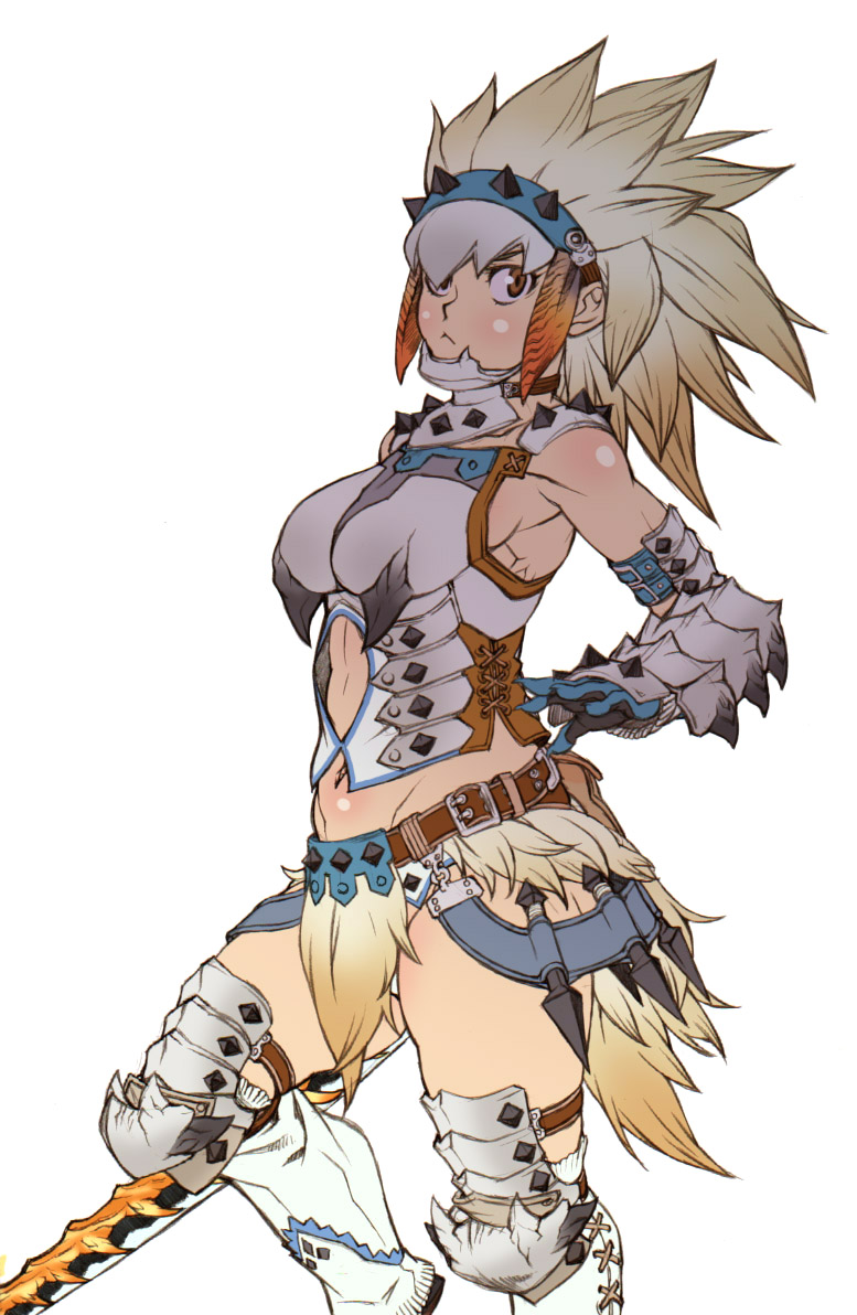 barioth_(armor), blonde_hair, elbow_gloves, gloves, hairband, kei_(bekei), kei_(pixiv14657, long_hair