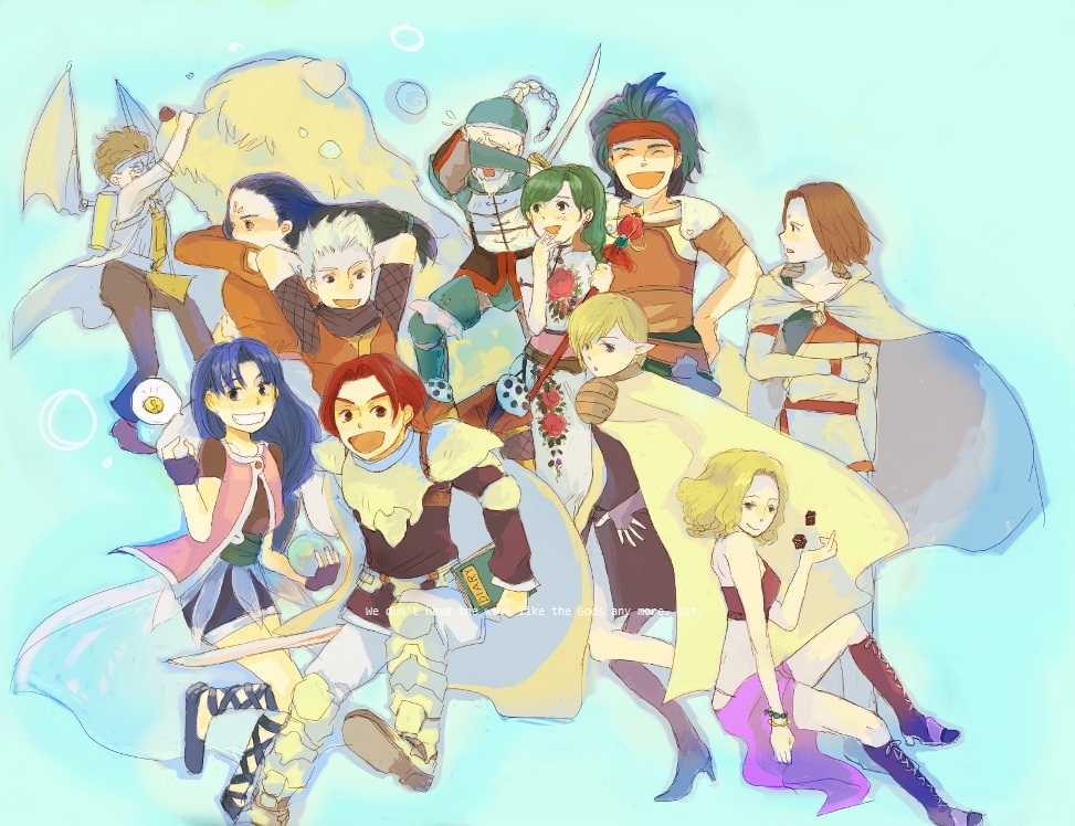 aima_(lufia), deckard_(lufia), dei_(lufia), everyone, isaac_(lufia), lufia, lufia:_the_legend_returns, melphis, mousse_(lufia), seena_(lufia)