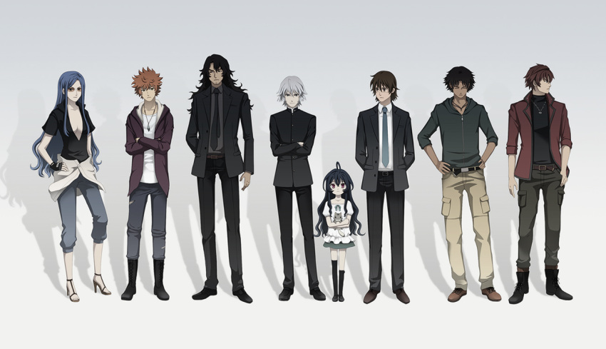 ahoge, bb-2, black_hair, blue_hair, brown_hair, fujiura_you, ghost_in_the_shell_lineup, glasses