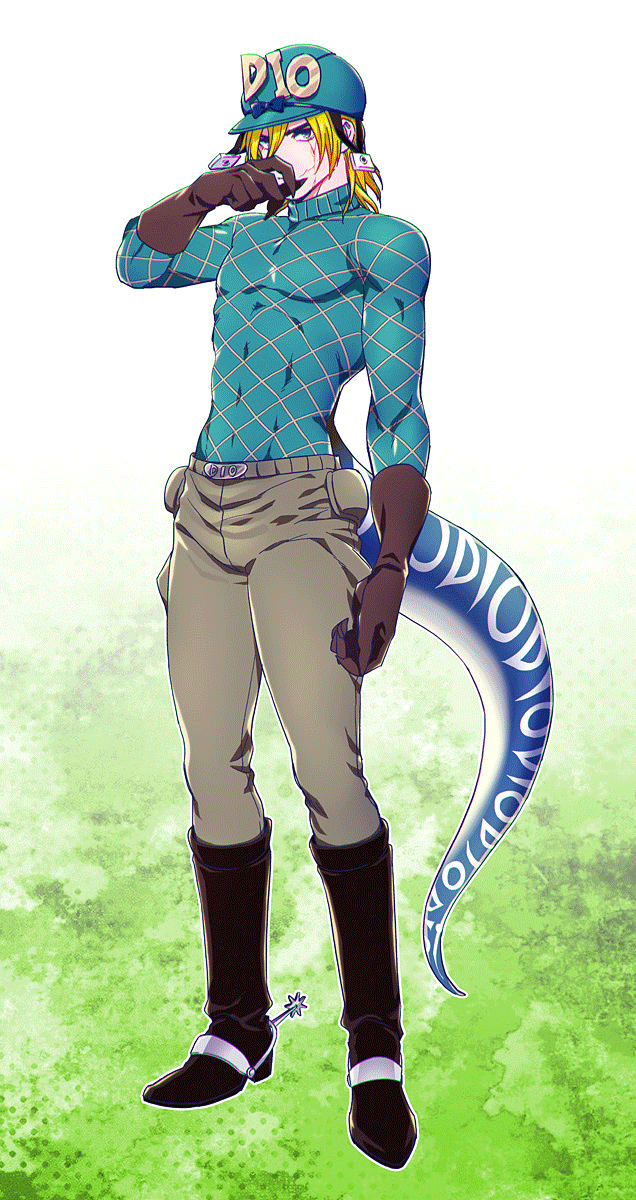 1boy, blonde_hair, boots, diego_brando, hat, highres, jojo_no_kimyou_na_bouken, kbs