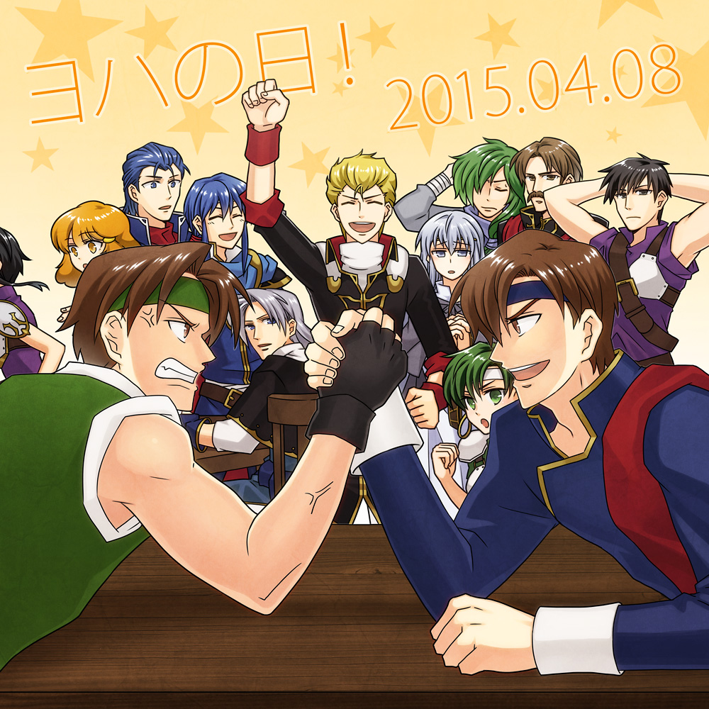 >:d, :d, aless_(fire_emblem), anger_vein, angry, arm_up, arm_wrestling, arthur_(fire_emblem)