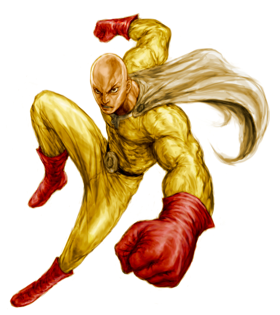 1boy, bald, boots, cape, gloves, no_eyebrows, onepunch_man, red_boots