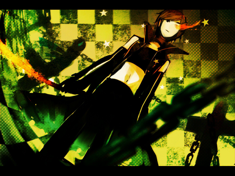 black_rock_shooter, chain, chains, cross, crossover, genderswap, kane, male