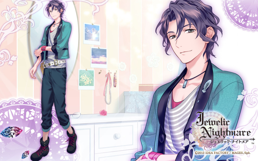 1boy, 2013, ayase_nanami, belt, black_eyes, black_hair, company_name, copyright_name