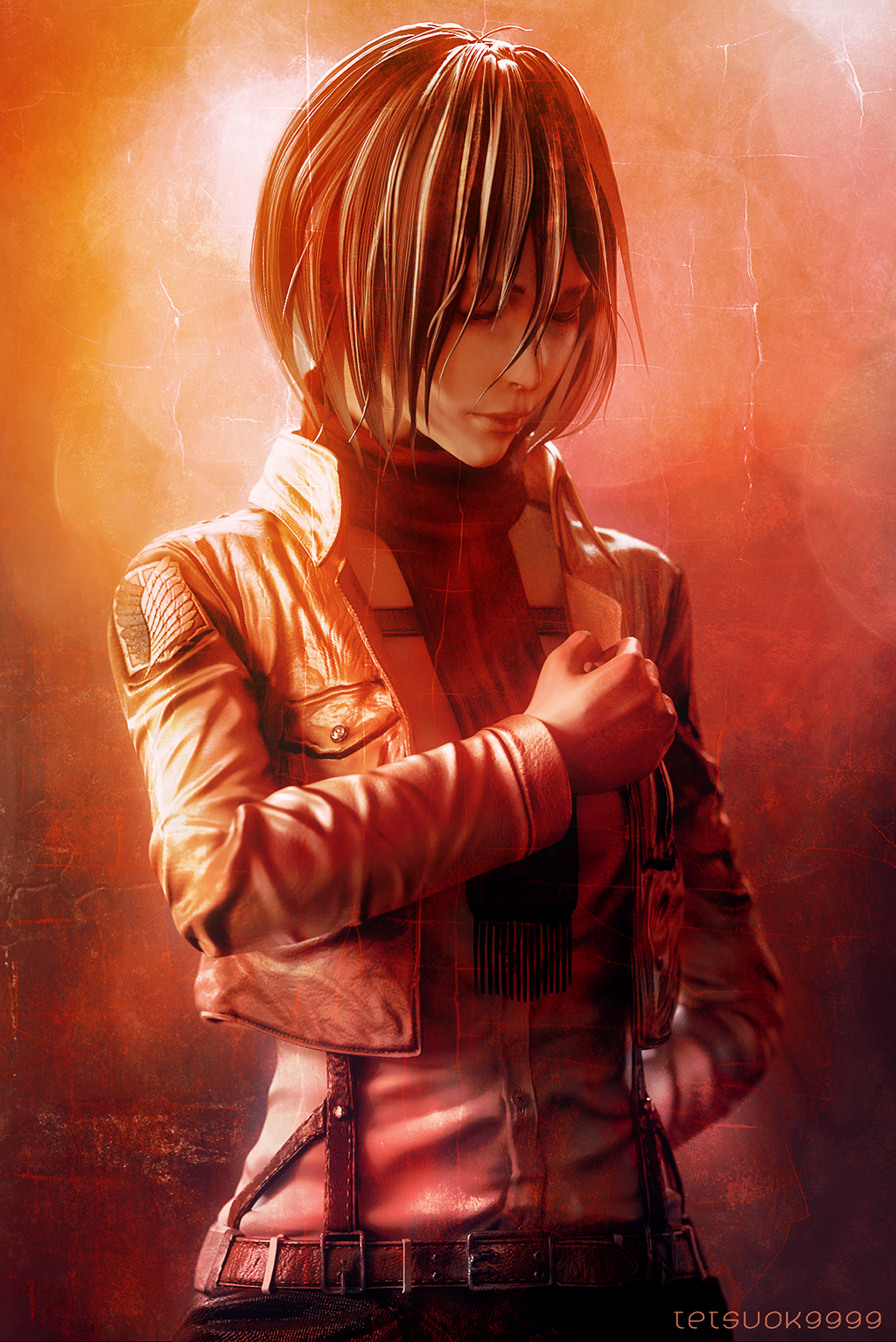 1girl, black_hair, highres, mikasa_ackerman, shingeki_no_kyojin, short_hair, solo, tetsuok9999
