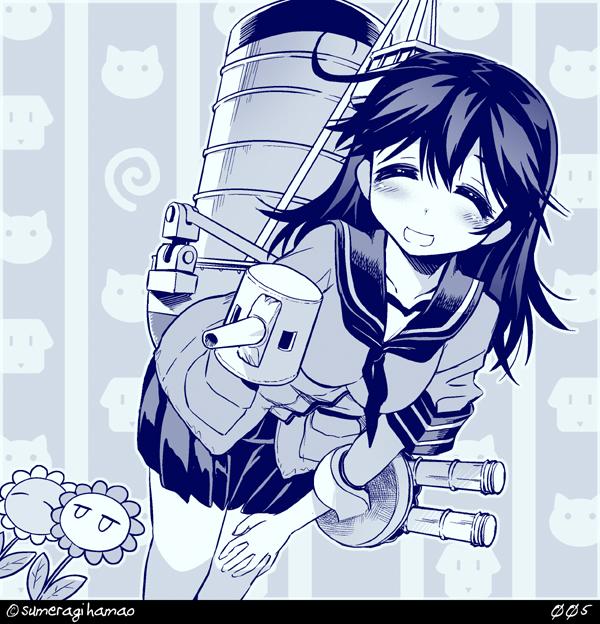 1girl, commentary_request, kantai_collection, ooi_(kantai_collection), ooi_(kantai_collection)_(cosplay), solo, sumeragi_hamao, twitter_username