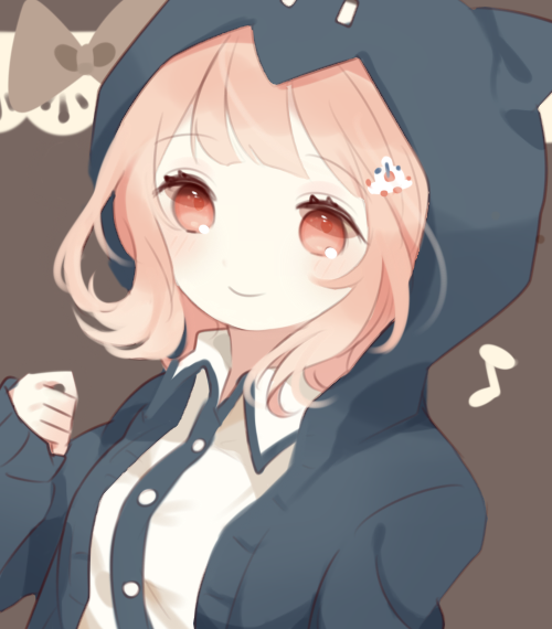 1girl, dangan_ronpa, hair_ornament, hairclip, hooded_jacket, hoodie, looking_at_viewer, moffle_(2019)