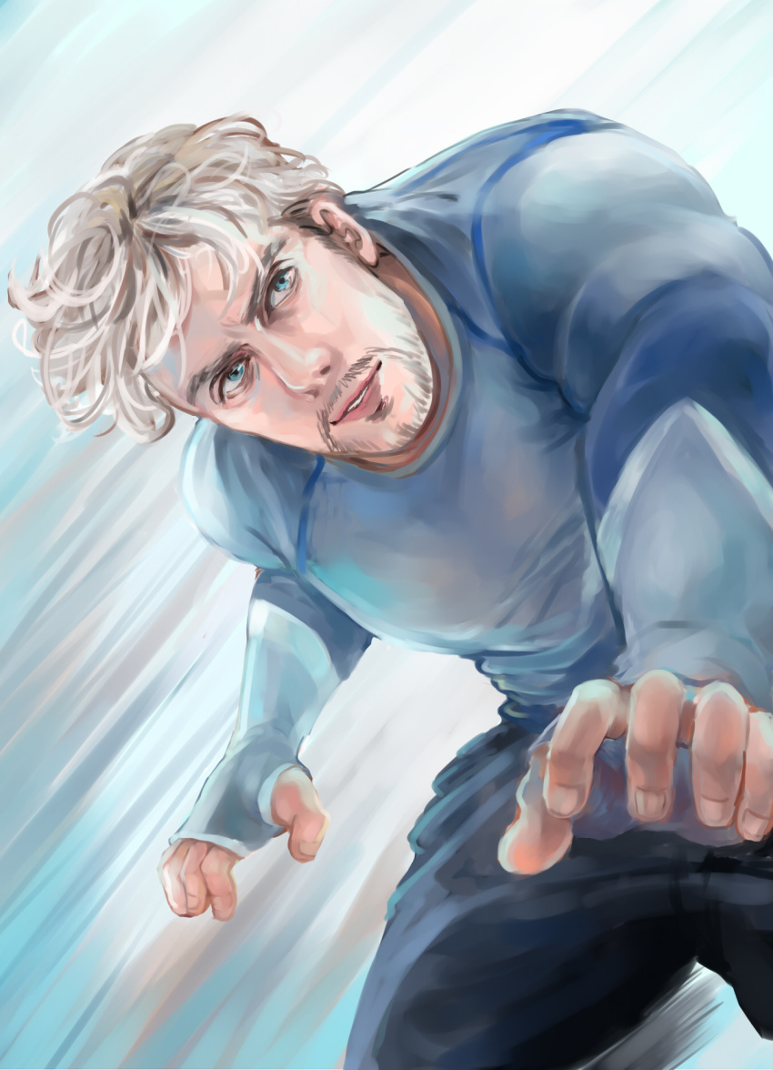 1boy, avengers, avengers:_age_of_ultron, beard, blue_eyes, facial_hair, fonin, grey_hair