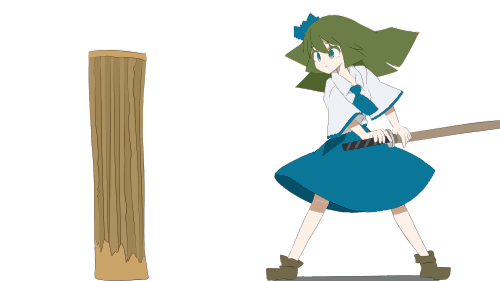 1girl, animated, animated_gif, ascot, blue_eyes, bow, cutting, dress