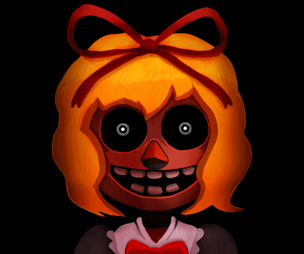 balloon_boy_(fnaf), black_sclera, blonde_hair, five_nights_at_freddy's, five_nights_at_freddy's_2, grin, medicine_melancholy, parody, ribbon, smile, ssack, touhou