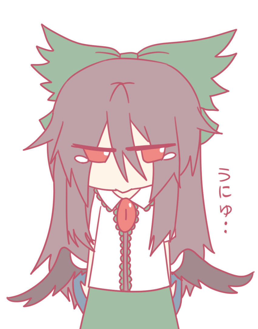 1girl, blush, brown_hair, chibi, highres, long_hair, red_eyes, reiuji_utsuho
