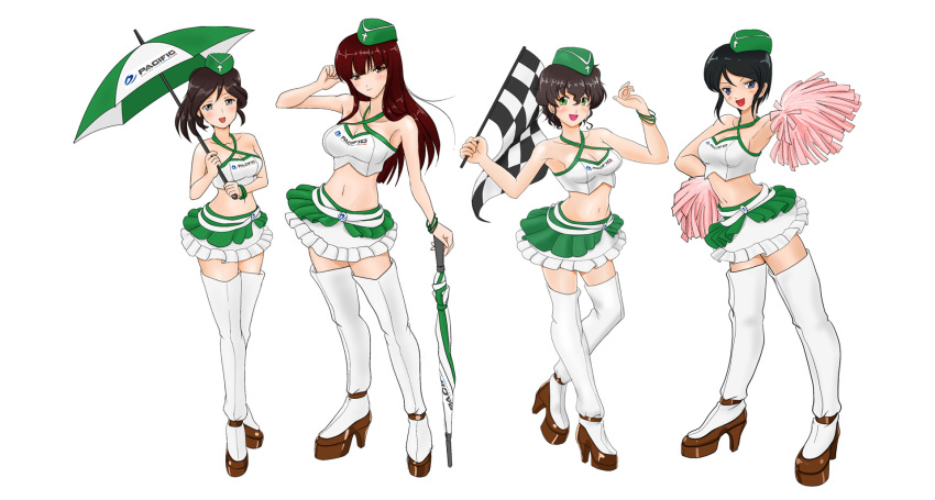4girls, akiyama_yoshiko, blue_eyes, brown_eyes, brown_hair, chouno_ami, garrison_cap, girls_und_panzer