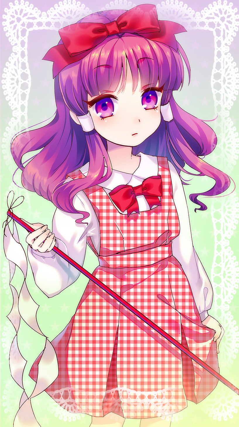 1girl, alternate_costume, amo, blush, bow, dress, expressionless, frame