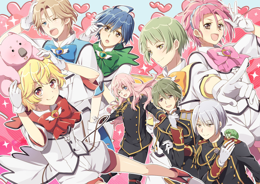 ahoge, androgynous, arima_ibushi, binan_koukou_chikyuu_bouei-bu_love!, blonde_hair, blue_eyes, blush, brown_eyes