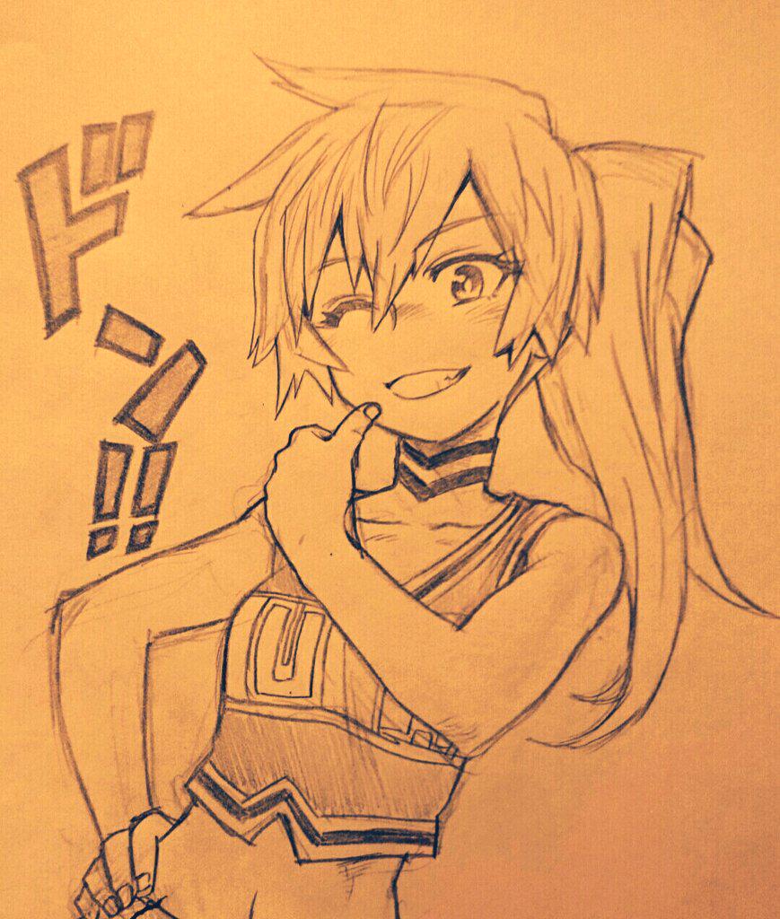 1girl, ;), bare_shoulders, boku_no_hero_academia, cheerleader, choker, collarbone, grin