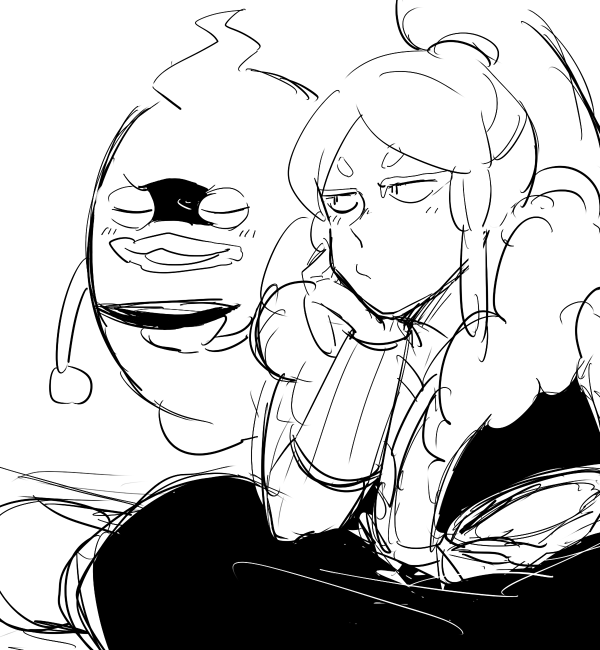 1boy, closed_eyes, ghost, lips, long_hair, monochrome, neko_ni_chikyuu, oogama_(youkai_watch)