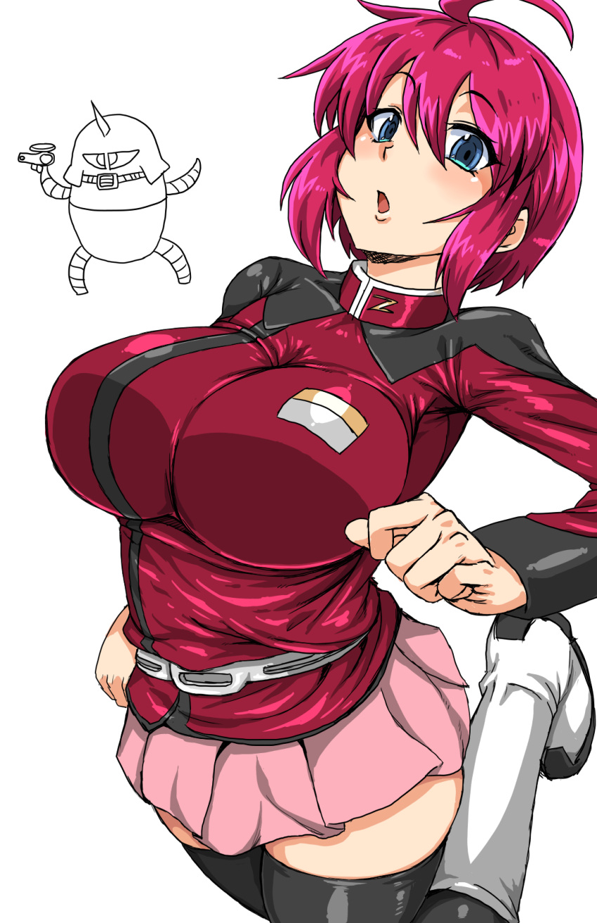 1girl, ahoge, blue_eyes, gundam, gundam_seed, gundam_seed_destiny, highres, kitsune-tsuki_(getter)