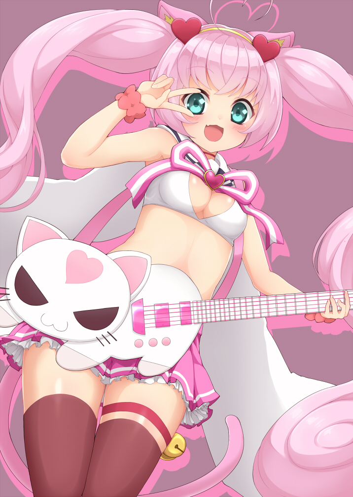 1girl, :d, animal_ears, aqua_eyes, bell, blush, breasts, cat_ears