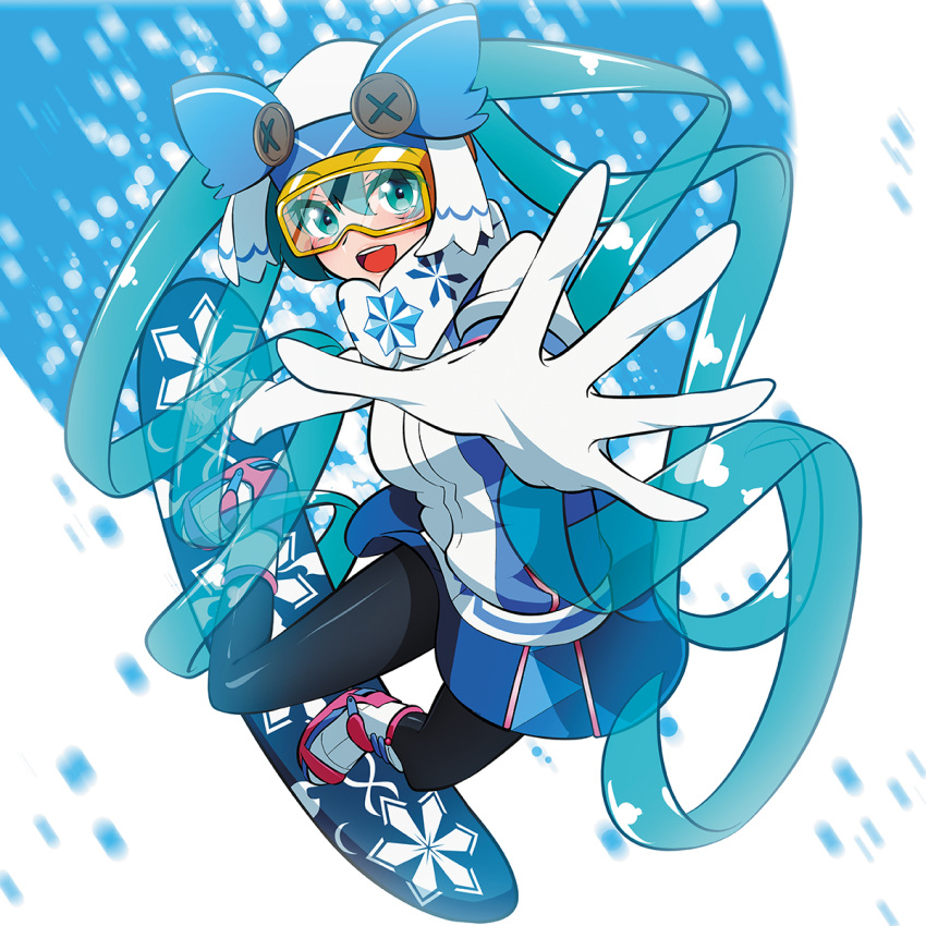 1girl, aqua_eyes, aqua_hair, black_legwear, gloves, hat, hatsune_miku, highres