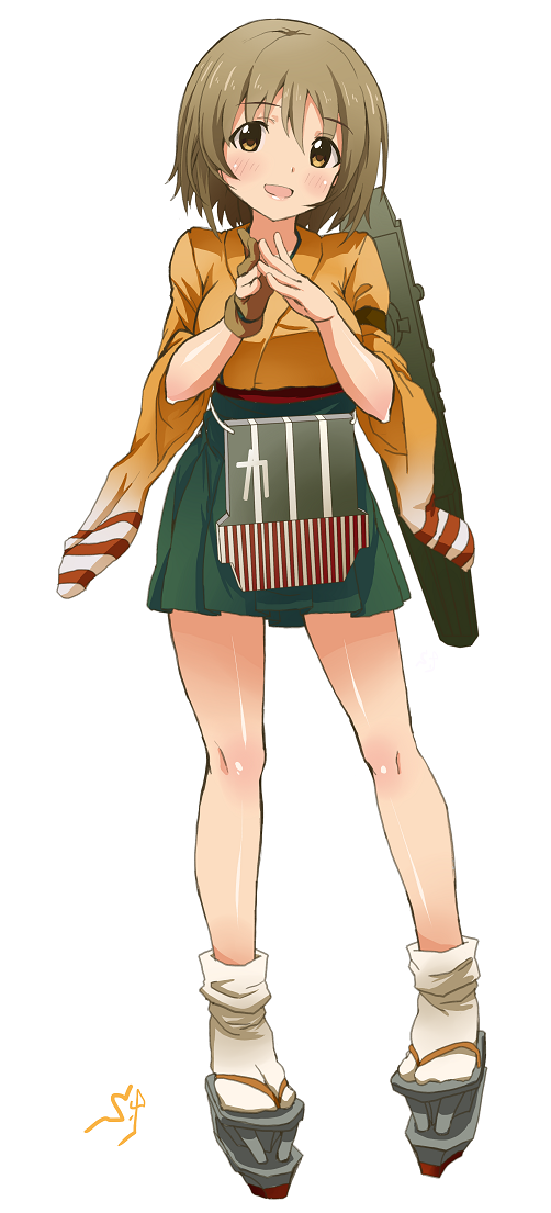 1girl, brown_eyes, brown_hair, cosplay, hiryuu_(kantai_collection), hiryuu_(kantai_collection)_(cosplay), idolmaster, idolmaster_cinderella_girls, japanese_clothes, kantai_collection, mimura_kanako, shift_(0808), short_hair, solo