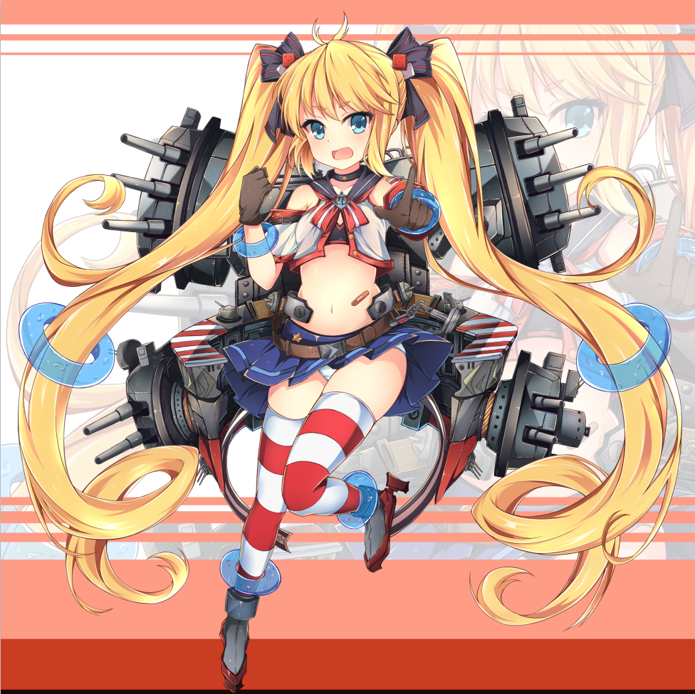 1girl, andrea_doria_(warship_girls_r), blonde_hair, character_request, gloves, jianren, long_hair, open_mouth
