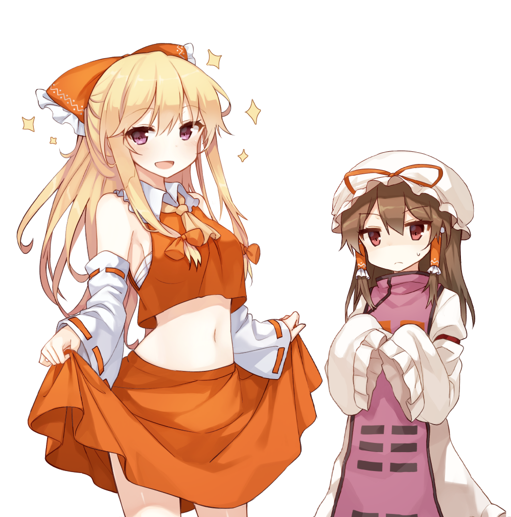2girls, cosplay, costume_switch, hakurei_reimu, hakuto_(28syuku), multiple_girls, shinoba, touhou