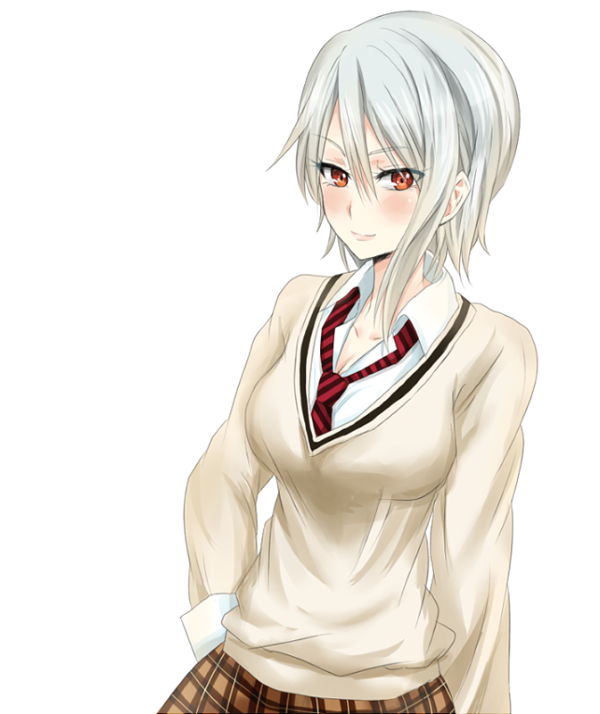1girl, haniwa_(8241427), looking_at_viewer, nakiri_alice, red_eyes, shokugeki_no_souma, short_hair, silver_hair
