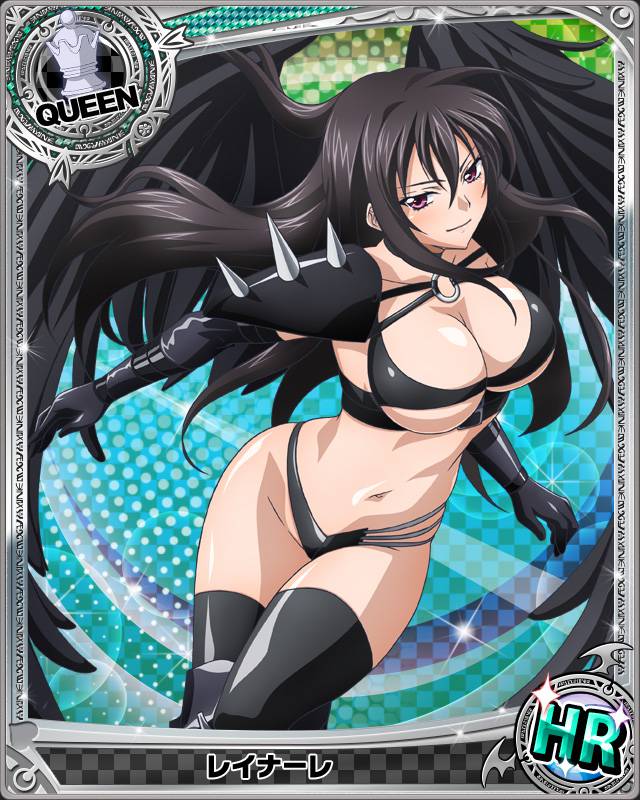1girl, amano_yuuma, artist_request, black_legwear, black_wings, blush, card_(medium), character_name