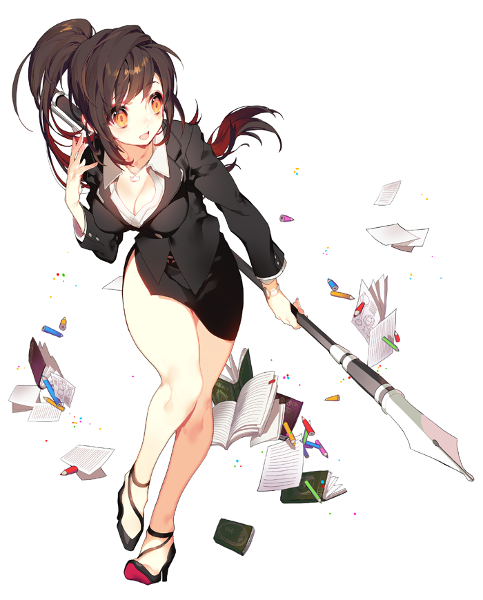 1girl, alternate_costume, ara_han, black_hair, black_shoes, black_skirt, book, breasts