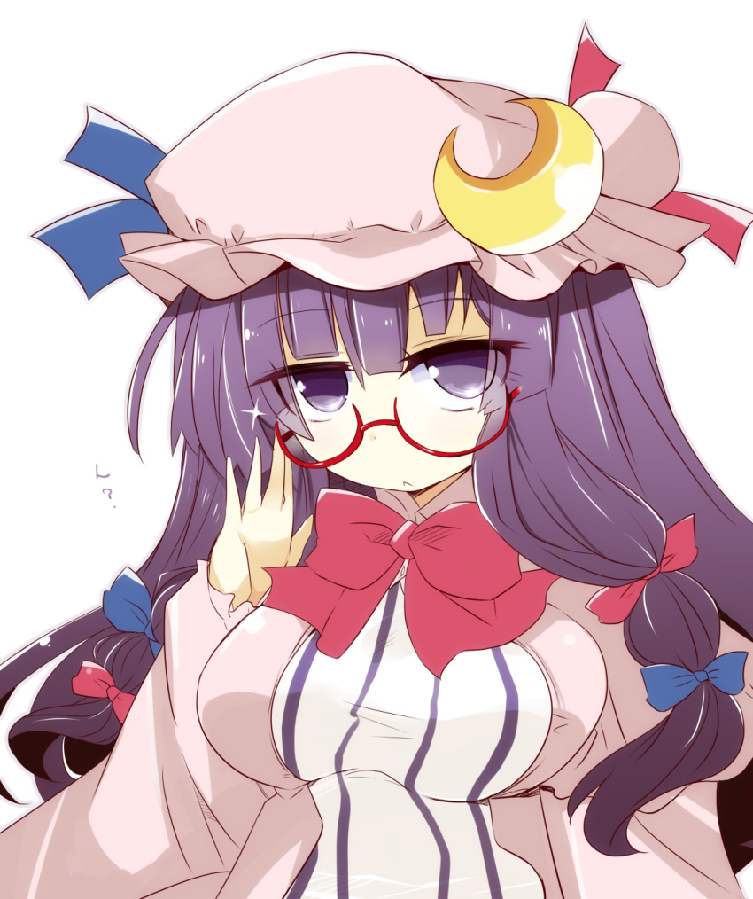 1girl, bell, crescent_hair_ornament, glasses, hair_bell, hair_ornament, hat, highres