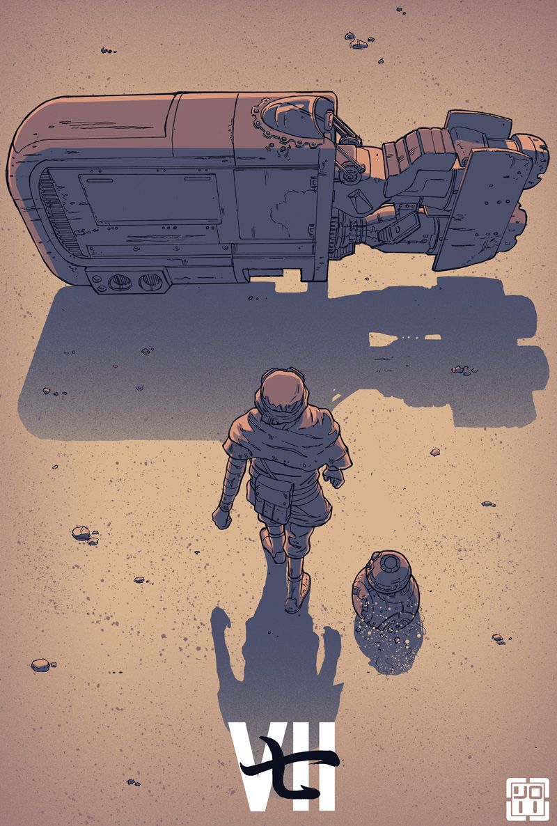 1girl, akira, bag, bb-8, desert, from_above, goggles, ground