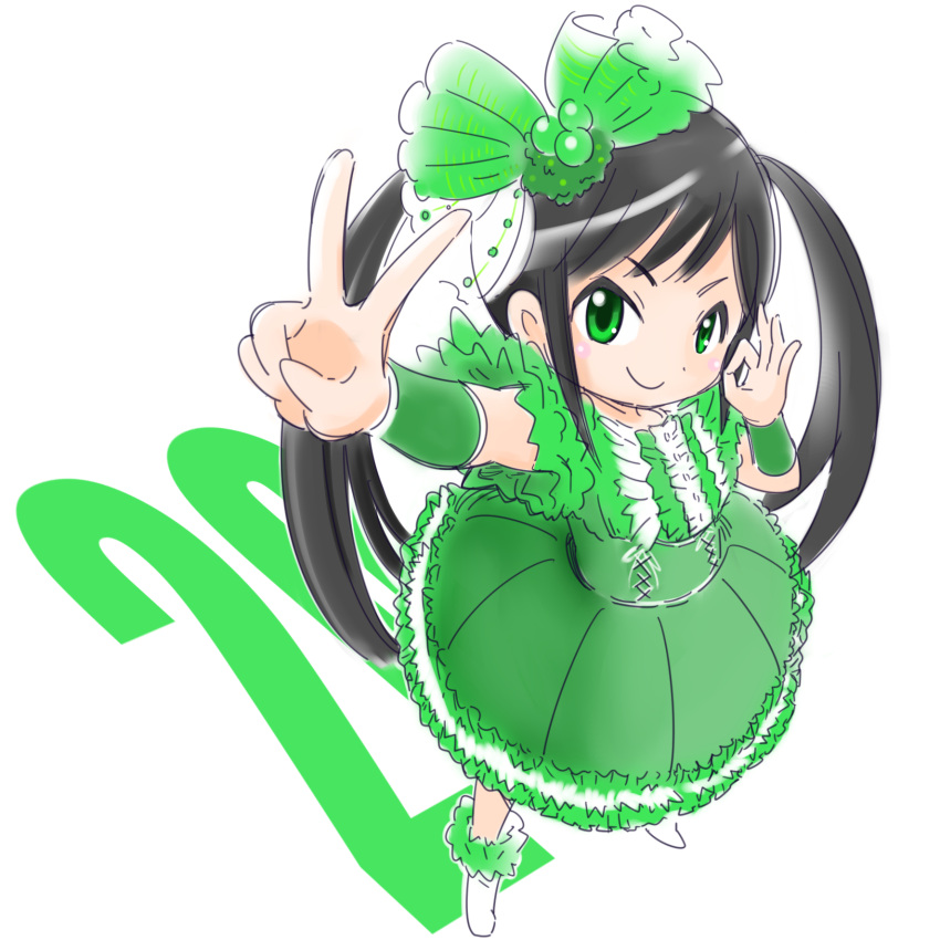 1girl, ariyasu_momoka, black_hair, canamono, from_above, green_eyes, highres, long_hair