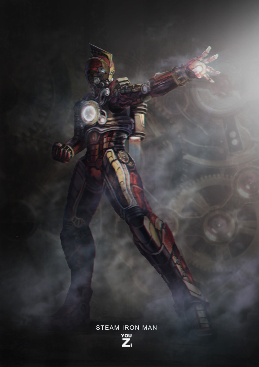 absurdres, armor, artist_name, character_name, gears, highres, iron_man, marvel