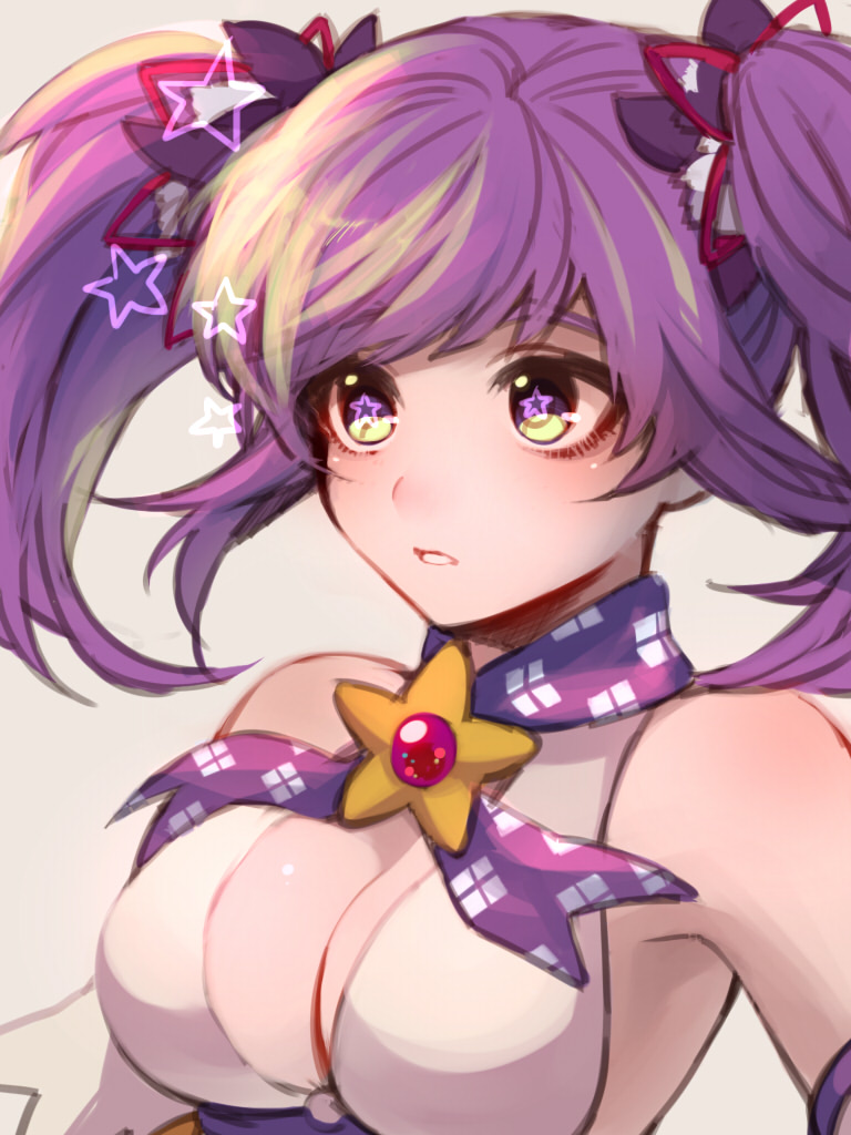 1girl, aisha_(elsword), bloody_yukime, breasts, brooch, cleavage, detached_collar, elsword