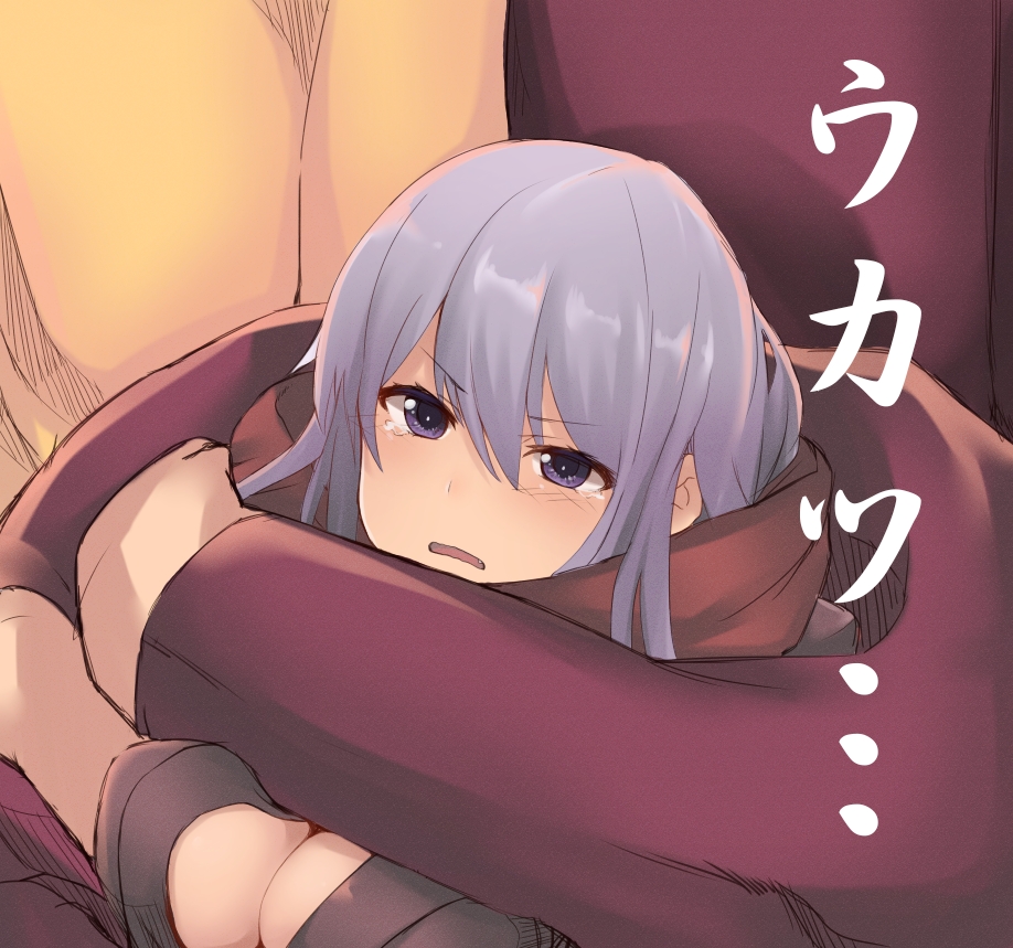 1girl, blush, breasts, cleavage, dragon_yukano, japanese_clothes, long_hair, ninja_slayer