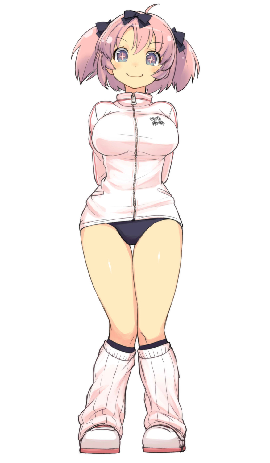 1girl, blue_eyes, bow, hair_bow, hibari_(senran_kagura), highres, onigiri_jou, pink_hair