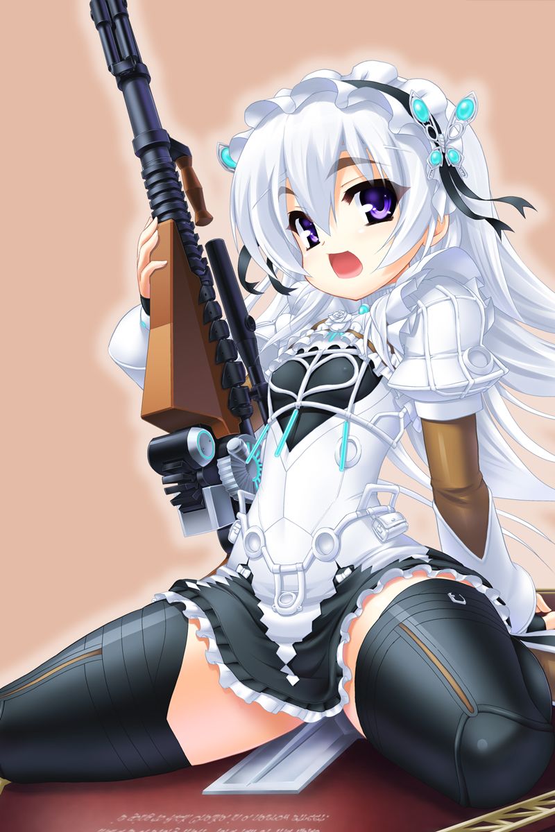 1girl, black_legwear, blush, butterfly_hair_ornament, chaika_trabant, dress, eyebrows, frills