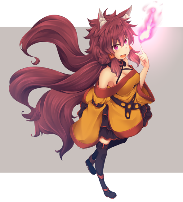 1girl, animal_ears, bare_shoulders, brown_hair, inukami_shino, kuromiya, long_hair, original