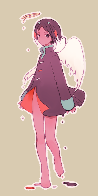 1boy, angel_wings, barefoot, bottomless, hair_ornament, halo, idomajin, inazuma_eleven_(series)