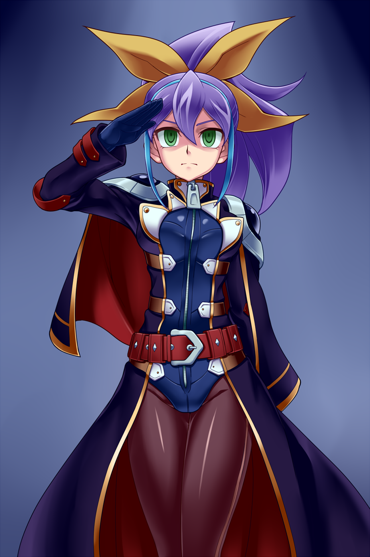 1girl, belt, blue_hair, bodysuit, bow, empty_eyes, gloves, green_eyes